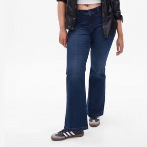NWT Gap 70s Flare Low Rise Stretch Jeans Women Size:34/18 Wash Dark Blue